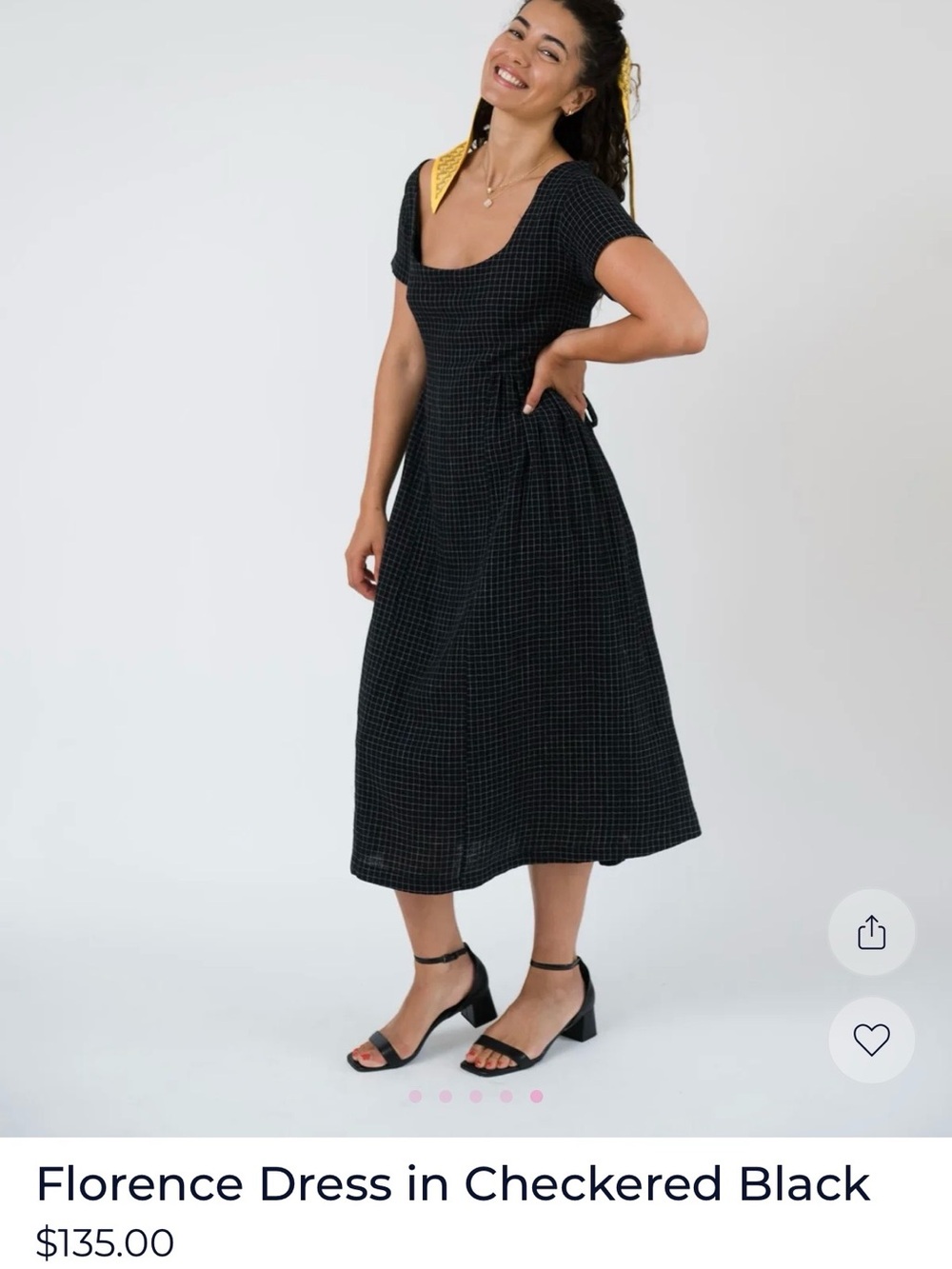 Smash + Tess Black Checked Midi Dress - Picture 2 of 5